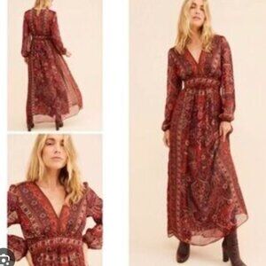 Anthropologie / Ranna Gill. Boho Maxi Dress for fall.